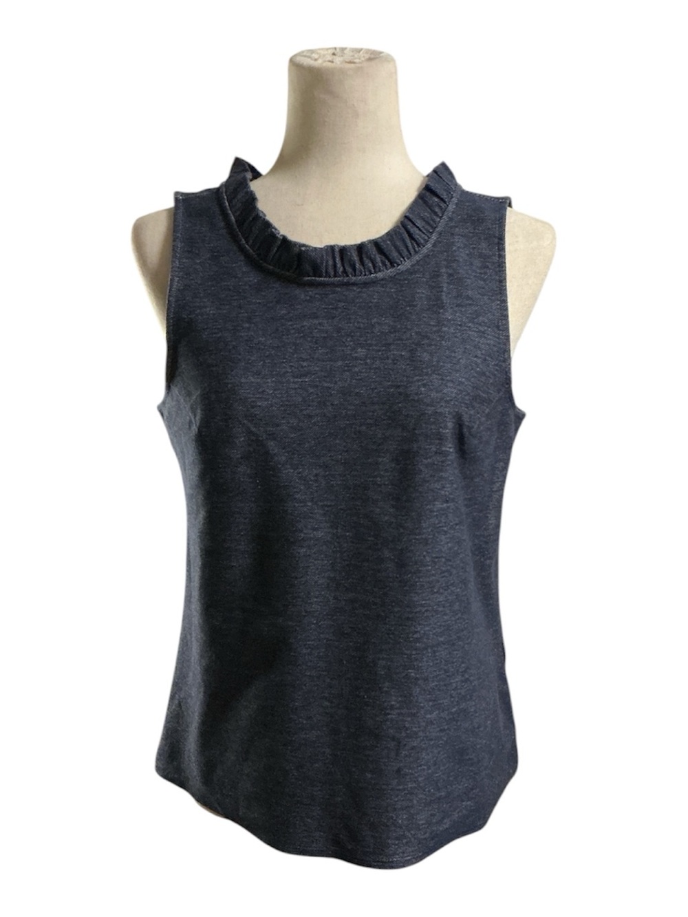 Banana Republic Navy Ruffle-Neck Sleeveless Tank NWT | S